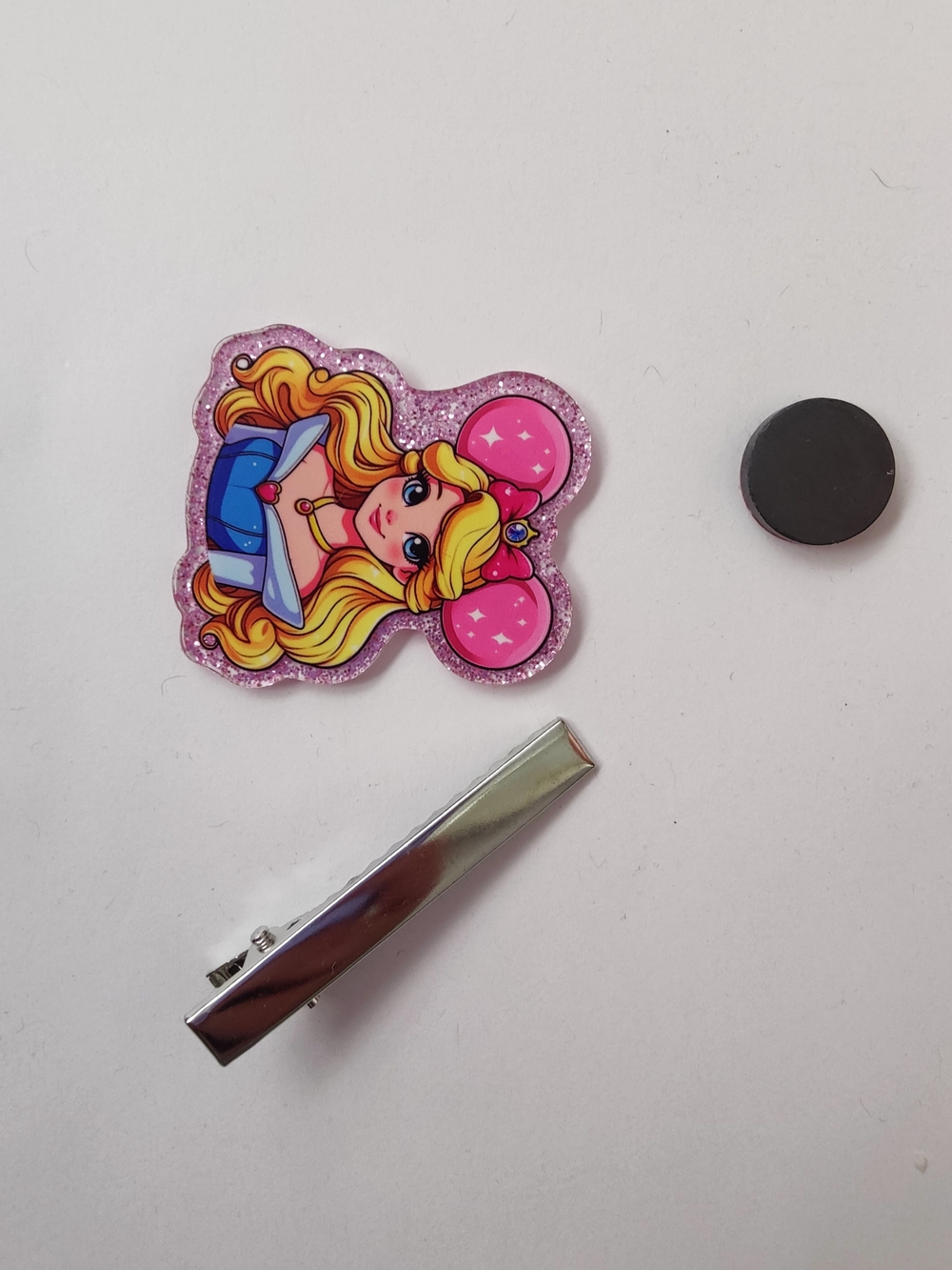Custom Handmade Character Magnet or Hair Clip- Princess Mickey Ears